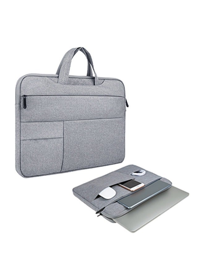 Laptop Bag, Portable Computer Case with Large Storage, Hand Strap & Zipper for Work, Study & Travel, Grey - Image 1