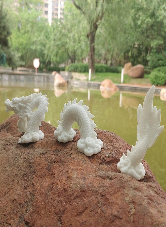 livelyfish Aquarium Dragon Statue Sandstone Ornaments Asian Fish Tank Decor for Freshwater Saltwater Tank Landscape Garden Decorations (White) - Image 3