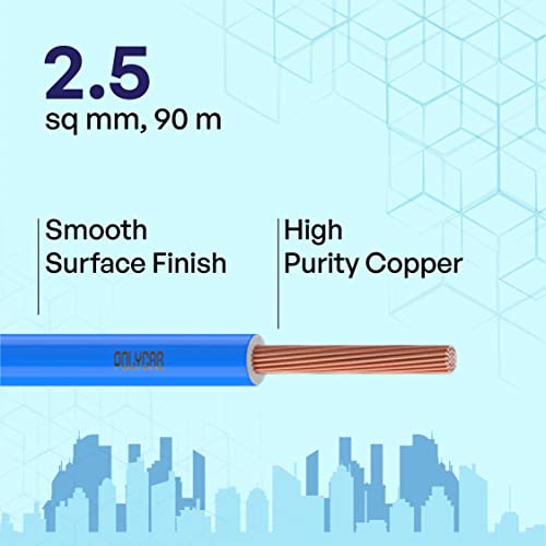 Polycab OPTIMA+ 2.5sqmm 90M coil | Flame Retardant | Lead free | 99.97% high purity copper | Rodent protection | PVC insulated housewire [Blue] - Image 2