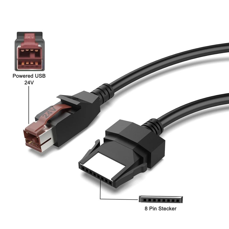 Barcode Scanner Cable 24V Powered USB Power Supply Data Line Cable Replacement for Printer POS Systems Medically Devices - Image 4