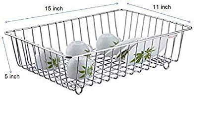 VishAl smart MAll Stainless Steel Dish Drainer, Platform Basket/Dish Drainer for Kitchenl-Small - Image 2