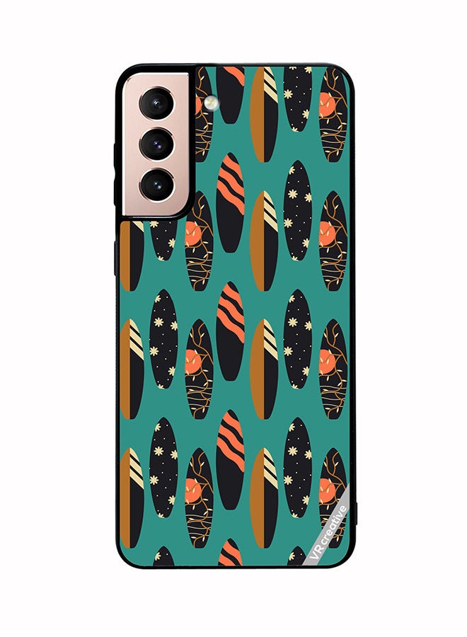 VR CREATIVE Protective Case Cover For Samsung Galaxy S21 Plus 5G Pattern With Surfboards Design Multicolour - Image 1