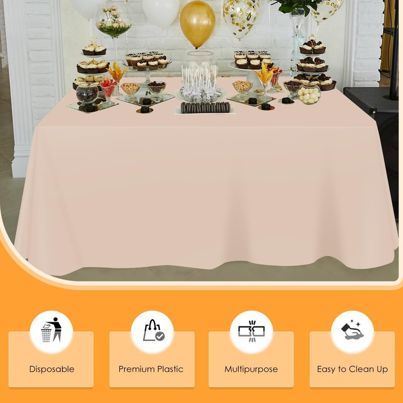tujol Beige Disposable Plastic Table Cloth Roll 54" X 100', Plastic Table Cover with Cutter Box, Cut to Size Disposable Tablecloth for Parties - Image 4