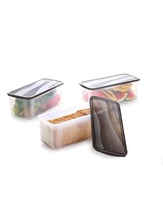 KD ZONE KD ZONE Plastic Bread Box Kitchen Airtight Food Grade Storage Container Organizer 2000 ml Plastic Fridge Container Pack of 3 Grey  - Image 2