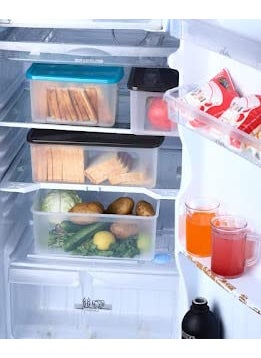 KD ZONE KD ZONE Plastic Bread Box Kitchen Airtight Food Grade Storage Container Organizer 2000 ml Plastic Fridge Container Pack of 3 Grey  - Image 5