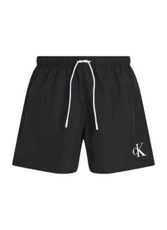 Calvin Klein Jeans Men's Medium Drawstring Swim Shorts - CK Monogram - Polyester, Black  - Image 2