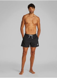 Calvin Klein Jeans Men's Medium Drawstring Swim Shorts - CK Monogram - Polyester, Black  - Image 5