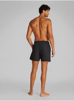 Calvin Klein Jeans Men's Medium Drawstring Swim Shorts - CK Monogram - Polyester, Black  - Image 3