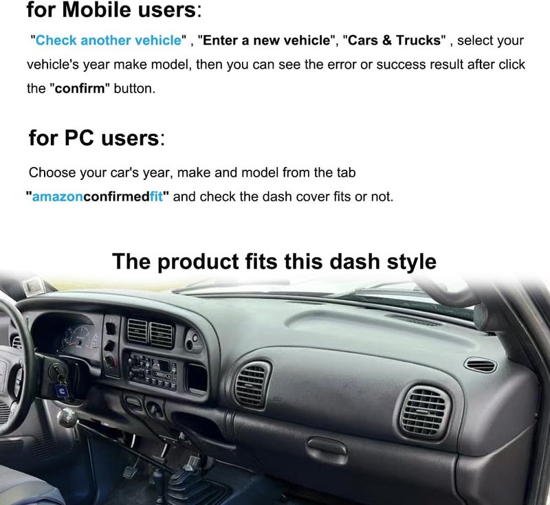 AKMOTOR Dash Cover for Dodge Ram 1994-2005 - Gray - Image 2