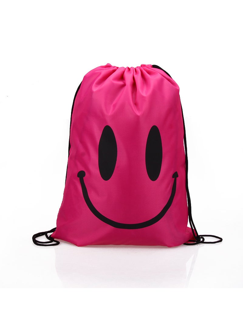Generic Waterproof Beach Swim Backpack Drawstring Rose Red smiling face 