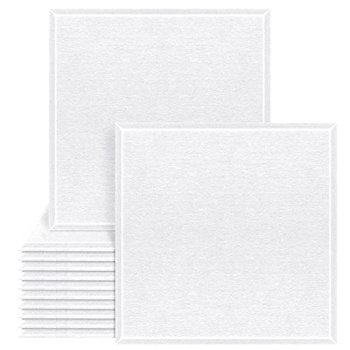 DEKIRU New Acoustic Panels, 12 Pieces 12 X 12 X 0.4 Inches Sound Proofing Studio Foam Padding High Density Bevled Edge Tiles Soundproofing Panels, Great for Wall Decoration (White) - Image 1