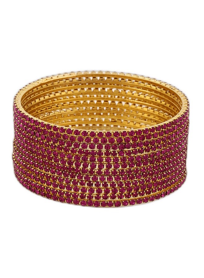 Shining Diva Fashion Set Of 12 Latest Traditional Design Gold Plated Bangle for Women (15471b_2.6) (Pink) - Image 2