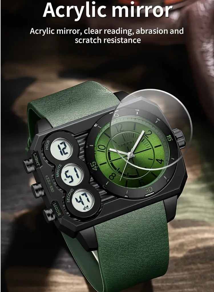 SANDA Men's Sports Digital Watch, Dual Display, Stopwatch/Alarm, Water-Resistant 50m, Luminous Hands, Square Synthetic Resin Case, TPU Strap, with Non-Rechargeable Battery, Explosive, 24-hour, Holiday Gift - Image 4