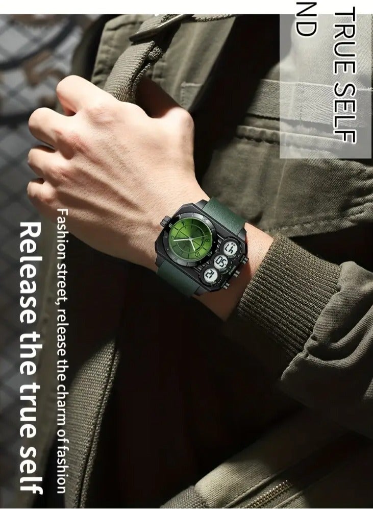 SANDA Men's Sports Digital Watch, Dual Display, Stopwatch/Alarm, Water-Resistant 50m, Luminous Hands, Square Synthetic Resin Case, TPU Strap, with Non-Rechargeable Battery, Explosive, 24-hour, Holiday Gift - Image 5