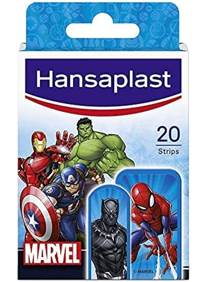 Hansaplast Hansaplast Marvel Avengers Kids Plasters, Soft and Breathable Colorful Strips, Water-Resistant and Strong Adhesive Plaster, Painless Removal and Gentle on the Young Skin, 20 Strips  - Image 1