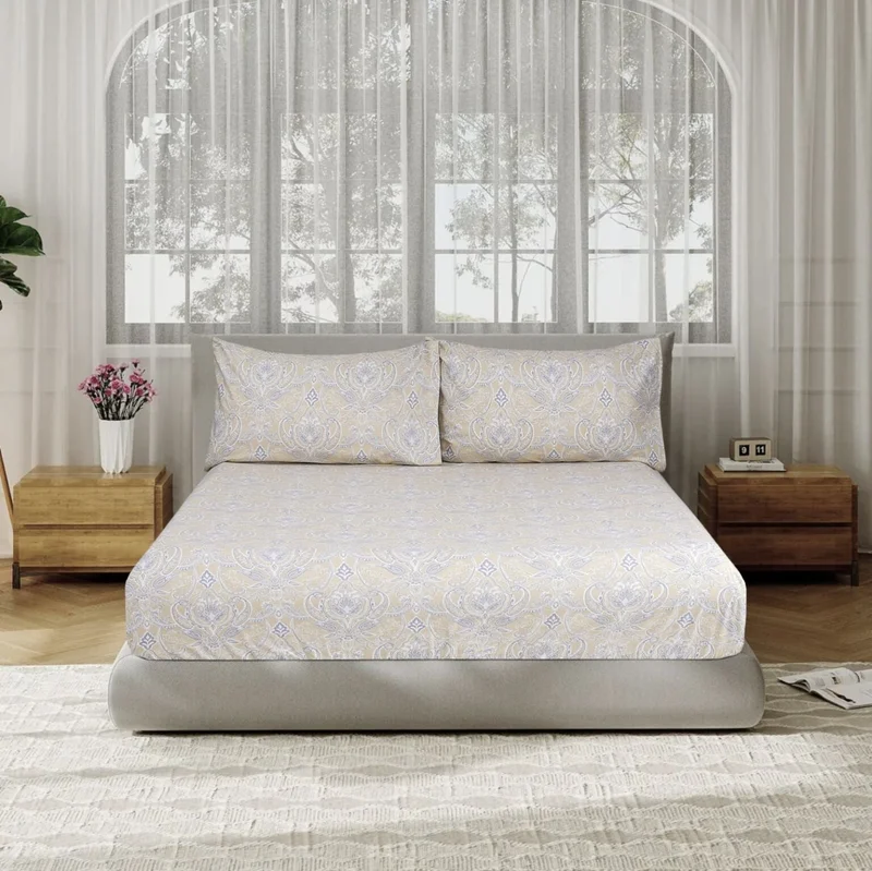 DWELL 200 Thread Count Printed Jasper Fitted Sheet Set