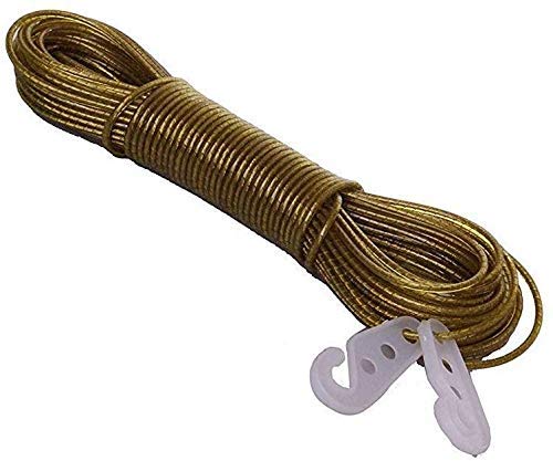 Logro 10 meter PVC Coated Steel AntiRust Wire Rope Washing Line Clothesline with 2 Plastic Hooks Multi Color long durability - Image 1
