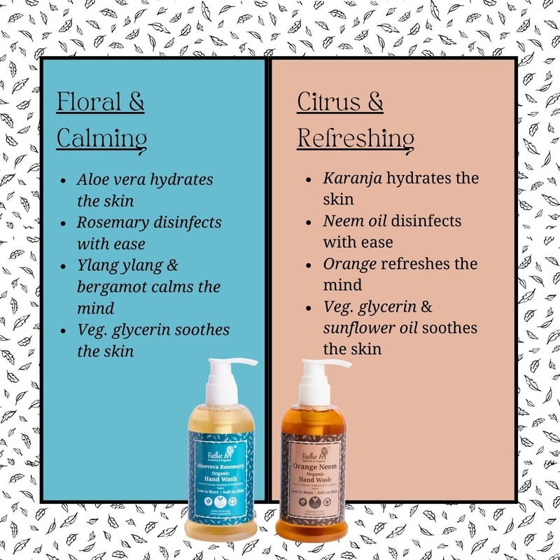 Rustic Art Organic Hand Wash  Orange Neem  Aloe Vera Rosemary  Natural Vegan  NonDrying Hydrating  For all skin types  250ml Pack of 2 - Image 2