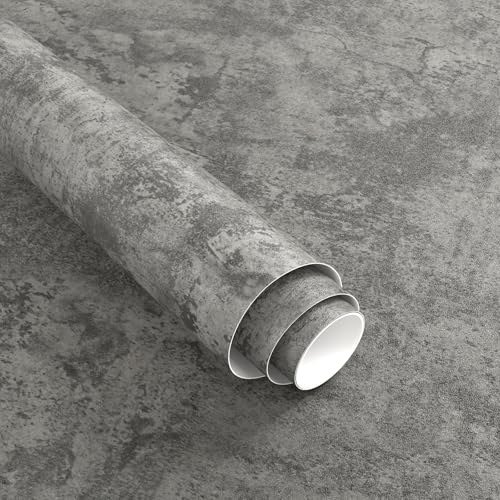 Magielif 36x394 Extra Wide Grey Concrete Wallpaper Peel and Stick Matte Vinyl Gray Cement Contact Paper Removable Waterproof Easy to Apply and Clean Countertop Paper for Bedroom Basement Bathroom - Image 1