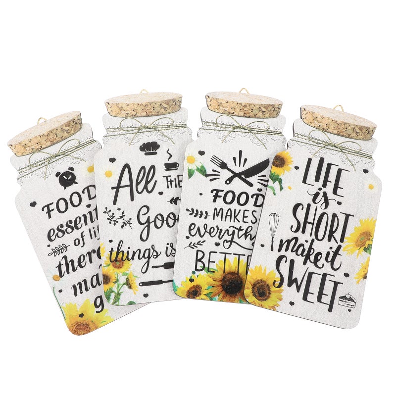 8 pcs Wood Signs Kitchen Decorative Plaques Diy Jar Shape Wood Signs - Image 4