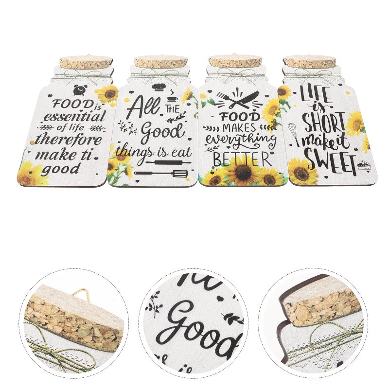8 pcs Wood Signs Kitchen Decorative Plaques Diy Jar Shape Wood Signs - Image 3