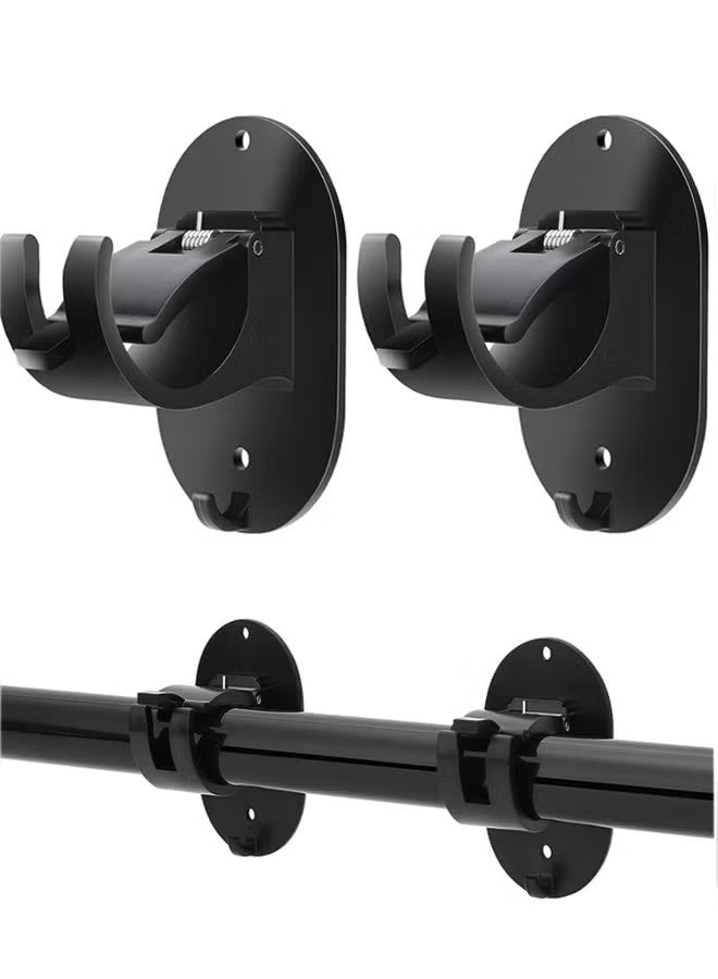 No Drill Curtain Rod Brackets, 2 Pack Self Adhesive Curtain Rod Holders Curtain Rods No Drilling Hooks, Adjustable Drillless Curtain Rod Holder for Bathroom Kitchen Home and Hotel - Image 1