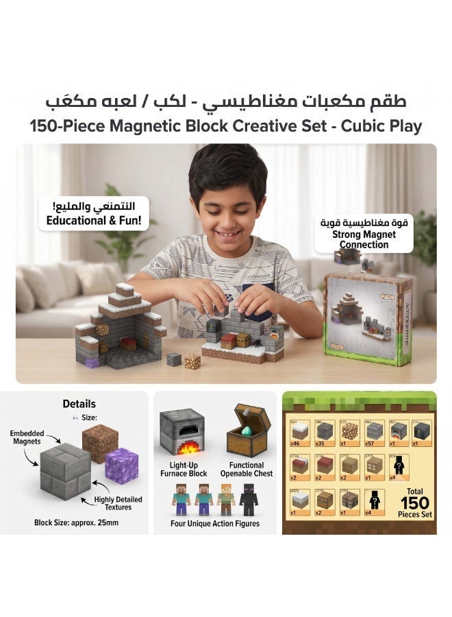 AirYoung 150 Pcs Magnetic Building Blocks, Magnetic Tiles for Kids, Magnetic Blocks Cubes Set, Build Mine Magnet Worlds, Education Construction Magnetic Toys, Magnetic Toys Gifts for Boys & Girls - Image 3