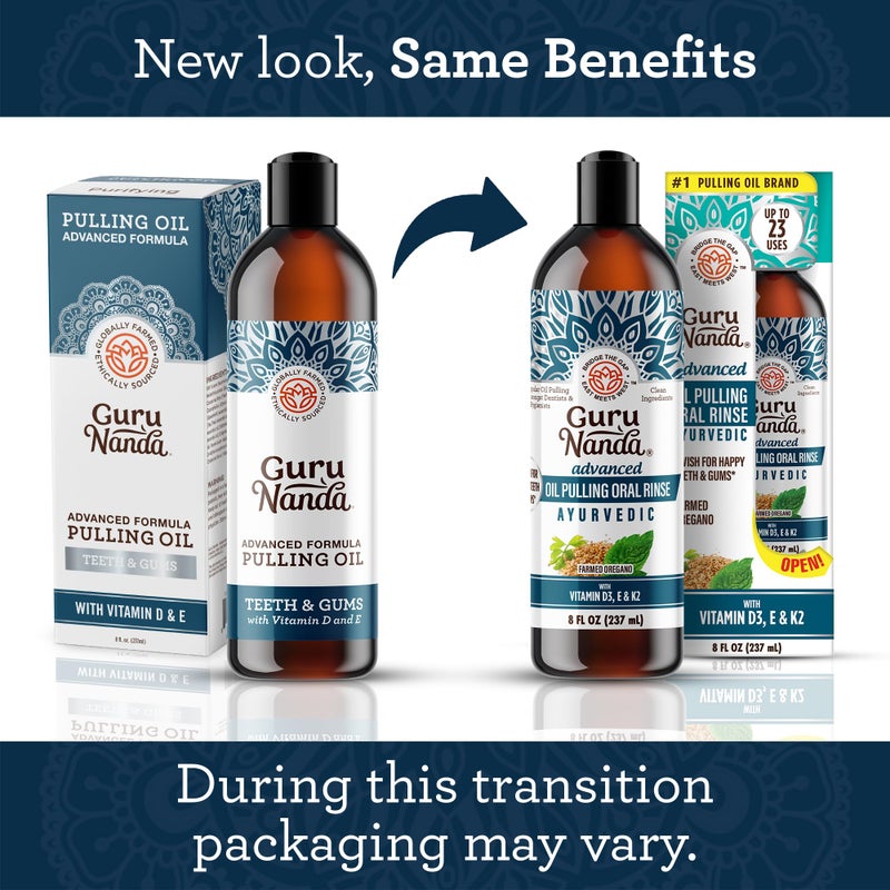 GuruNanda Advanced Oil Pulling with Tongue Scraper - Natural Alcohol-Free Mouthwash with Coconut Oil, Vitamins D & E for Healthy Teeth & Gums(8 Fl Oz) - Image 2