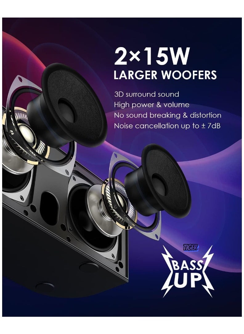 TIGER Karaoke Machine with 2 UHF Wireless Microphones for Adults/Kids – Portable Bluetooth PA Speaker System with LED Lights, Echo & Bass Adjustment, Vocal Cut for Home Parties, Weddings & Meetings – Perfect for Family Entertainment - Image 2