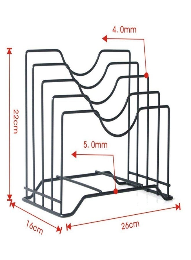 VENIVA Multifunction Kitchen Cabinet Pan Cover Storage Rack | Plate, Pot, Lid Rack, Cutting Board Organizer for Kitchen Pantry and Countertop, 4 Slot - Image 5