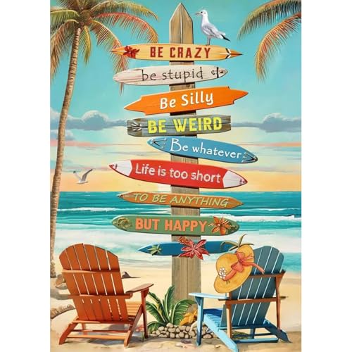 KTHOFCY 5D DIY Diamond Painting Kits for AdultsTropical Beach Colorful Surfboard Full Drill Embroidery Cross Stitch Crystal Rhinestone Paintings Pictures Arts Wall Decor Painting Dots Kits 12X16 inch - Image 1