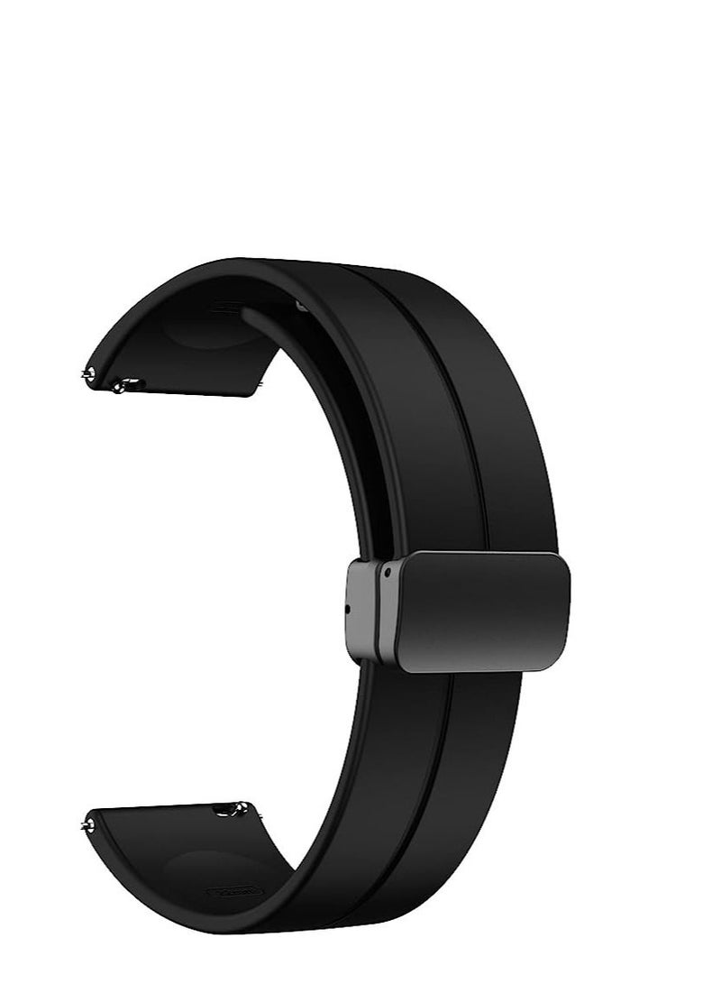 حزام سيليكون 22 ملم مع مشبك مغناطيسي قابل للطي لساعة هونر ماجيك 2 46 ملم- أسود - Image 1
