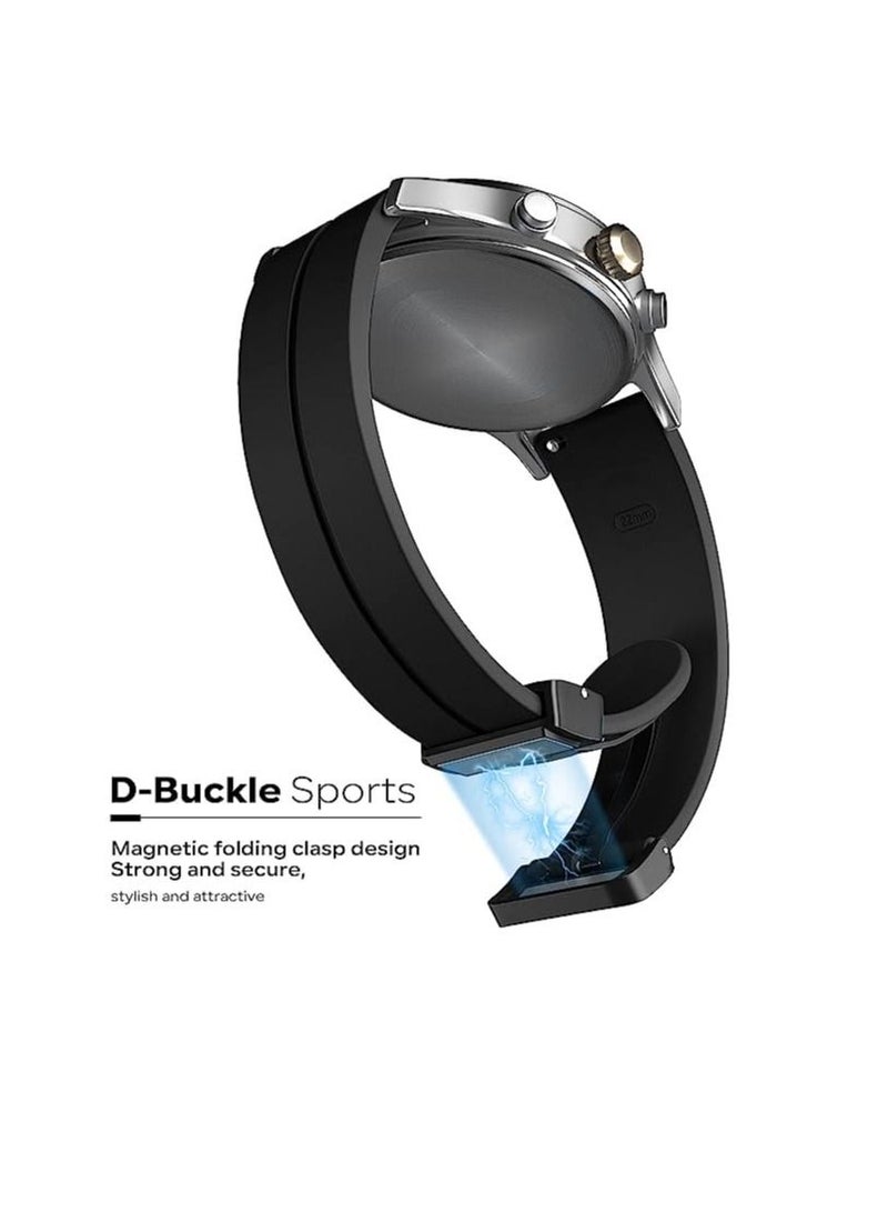 حزام سيليكون 22 ملم مع مشبك مغناطيسي قابل للطي لساعة هونر ماجيك 2 46 ملم- أسود - Image 3