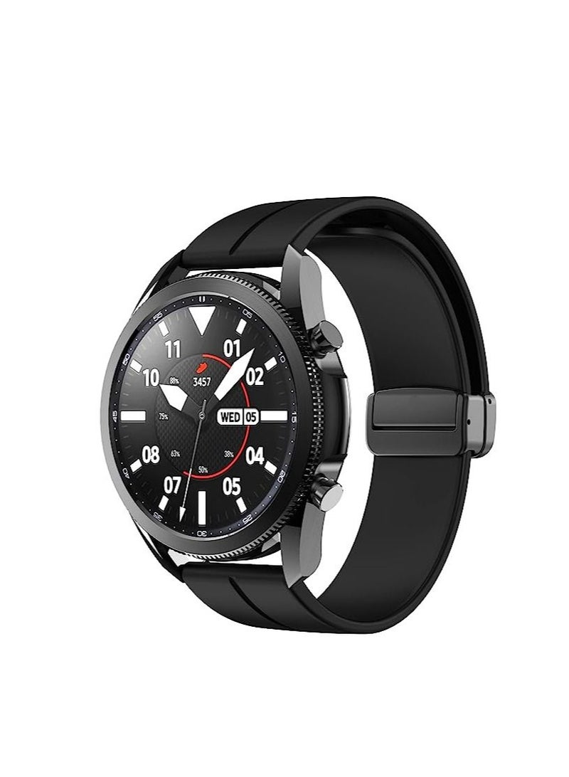 حزام سيليكون 22 ملم مع مشبك مغناطيسي قابل للطي لساعة هونر ماجيك 2 46 ملم- أسود - Image 4