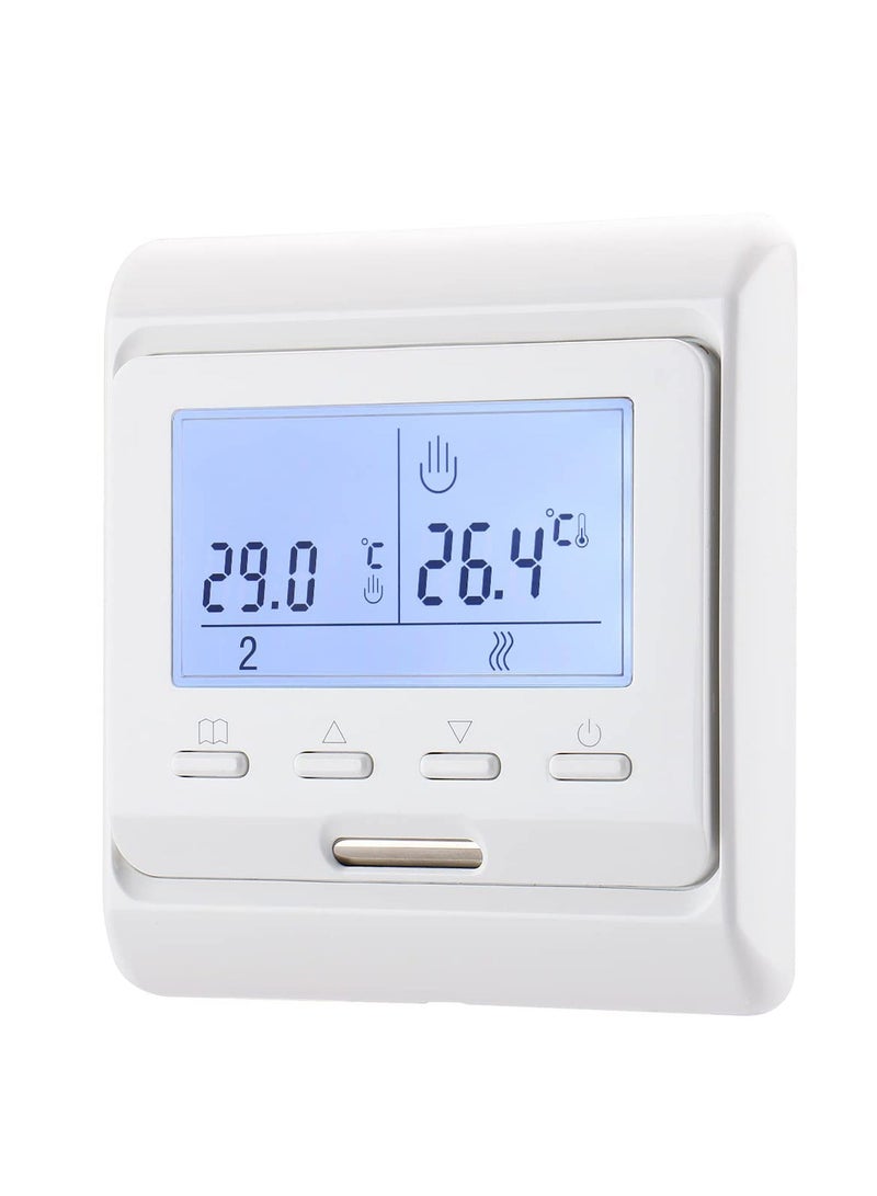 Room Thermostat 7-day Programmable,Digital Display AC230V Max16A Work for Electric Underfloor Heating with 3m Probe Sensor WG806 White - Image 1