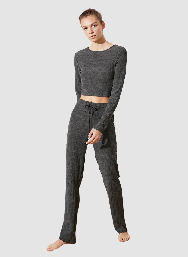 Anthracite Crop Knitted Top-Bottom Team