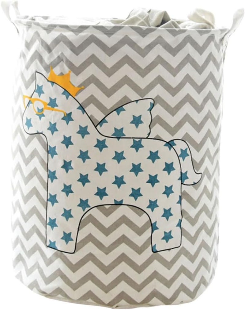 Amosfun Laundry Hamper Lid for Bucket Cotton Laundry Bag Handle Easy to Fold Storage Bin for Home - Image 1