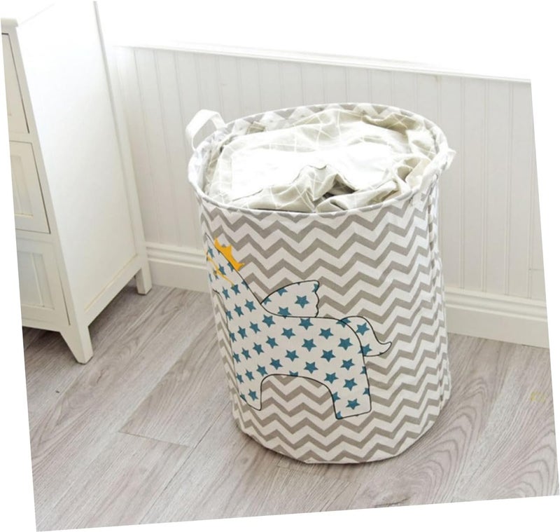 Amosfun Laundry Hamper Lid for Bucket Cotton Laundry Bag Handle Easy to Fold Storage Bin for Home - Image 4