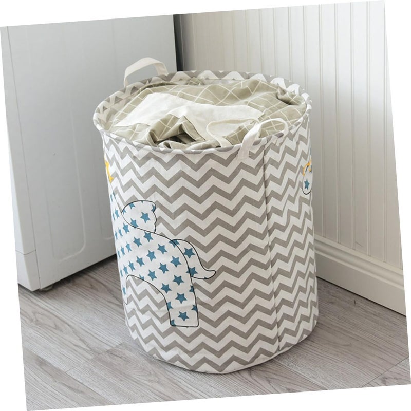 Amosfun Laundry Hamper Lid for Bucket Cotton Laundry Bag Handle Easy to Fold Storage Bin for Home - Image 2