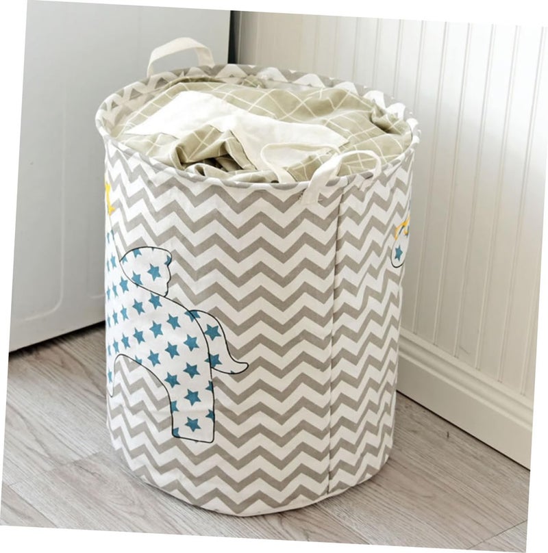 Amosfun Laundry Hamper Lid for Bucket Cotton Laundry Bag Handle Easy to Fold Storage Bin for Home - Image 3
