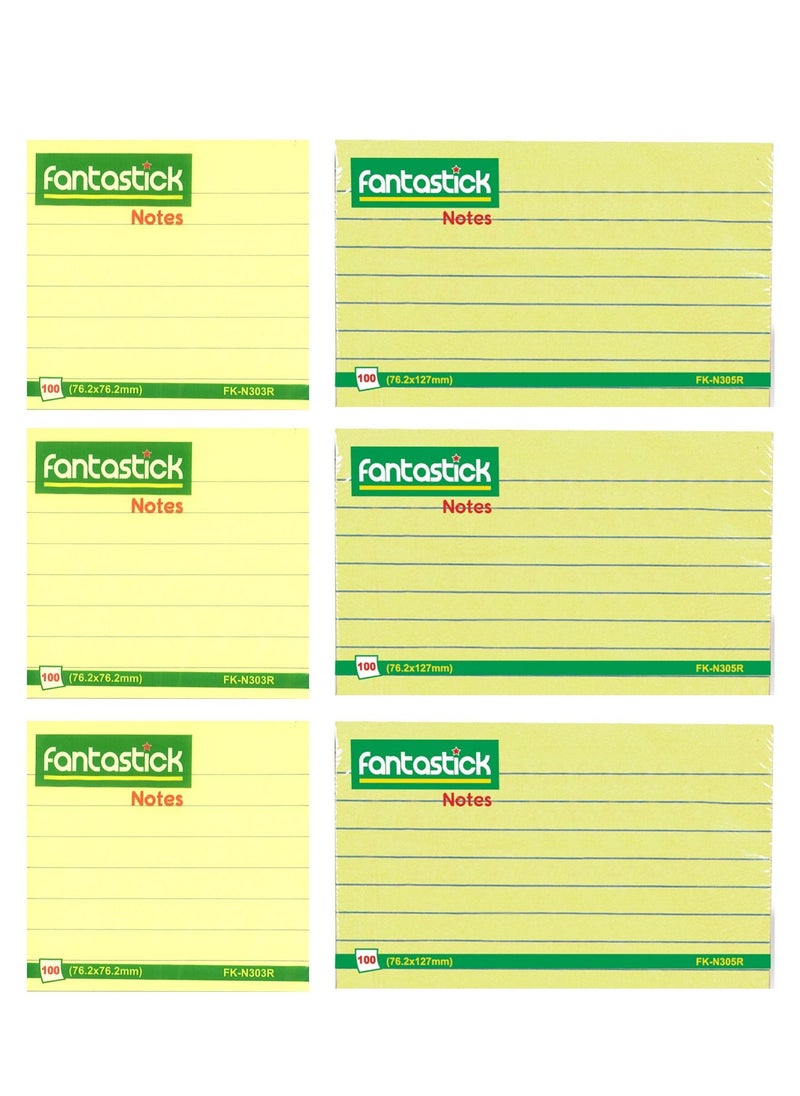 Fantastick - 6-Piece Ruled Sticky Notes In Assorted Sizes - Image 1