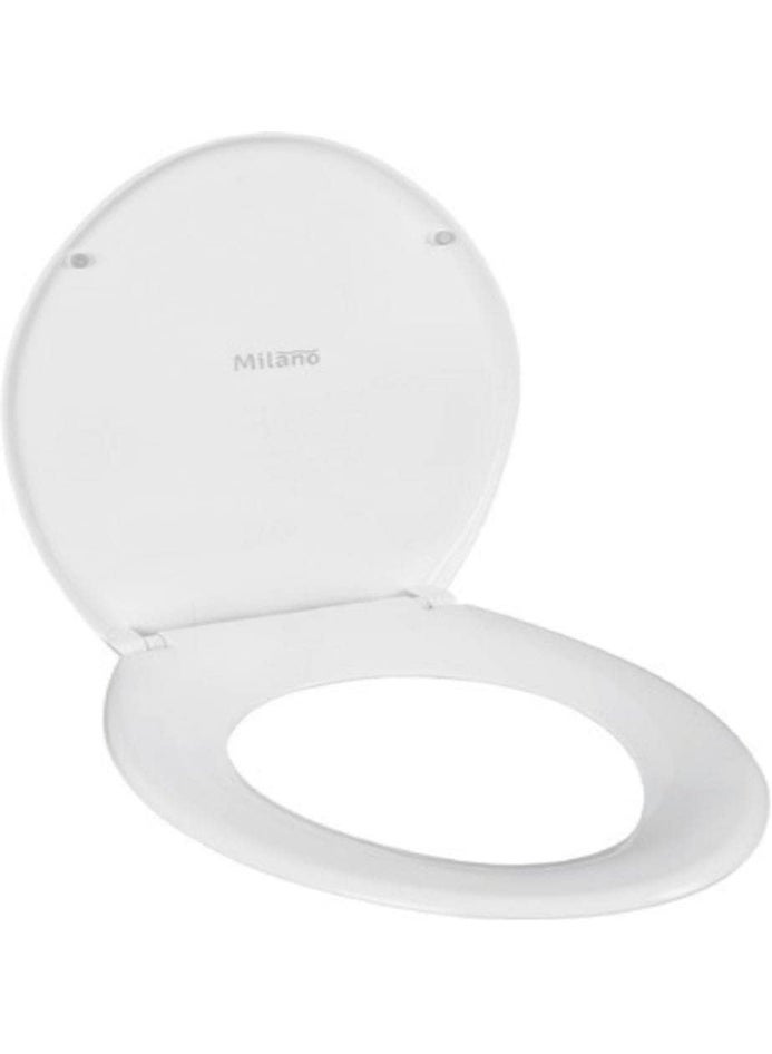 Milano Crown Wc Seat Cover (Round) White Finish | WC Accessories For Bathroom| Fit With All Standard Water Closet - (67x40x5cm) - Image 1