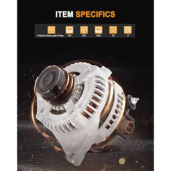 ASAPE High Output 100AMP 12V 11516 Alternator Compatible for 2010 for Toyota Camry 2.5L 2011 for Toyota Camry 2.5L Replace OE#AL3367X 104210-2650 27060-0V060-84 27060-0V060 - Image 2