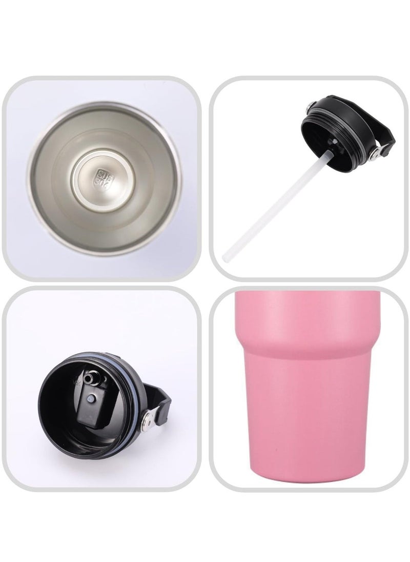 JAJEEK 900ml Stainless Steel Leak-Proof Travel Tumbler Mug – Double Wall Vacuum Insulated Sipper Bottle with Straw & Lid, Ideal for Car, Office, Travel & Gym (Pink) - Image 3