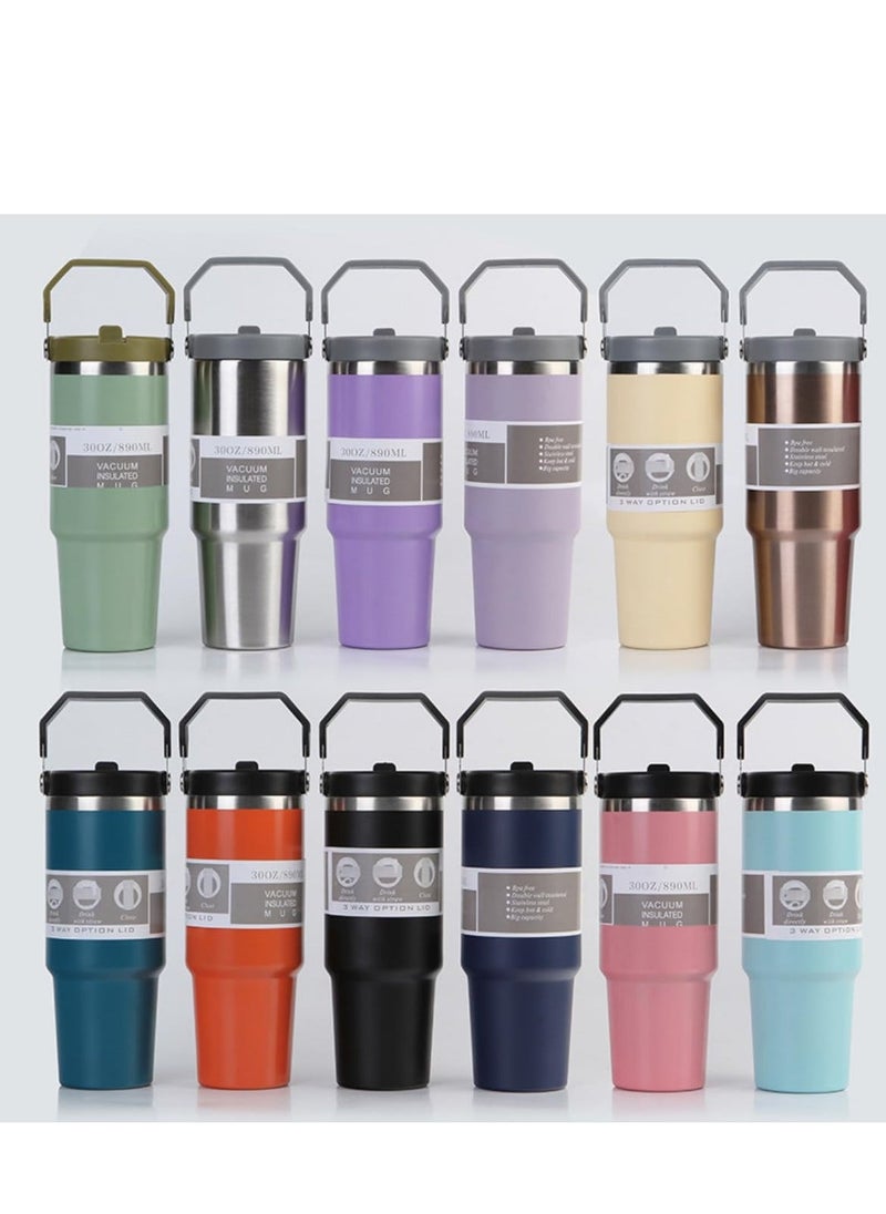 JAJEEK 900ml Stainless Steel Leak-Proof Travel Tumbler Mug – Double Wall Vacuum Insulated Sipper Bottle with Straw & Lid, Ideal for Car, Office, Travel & Gym (Pink) - Image 5