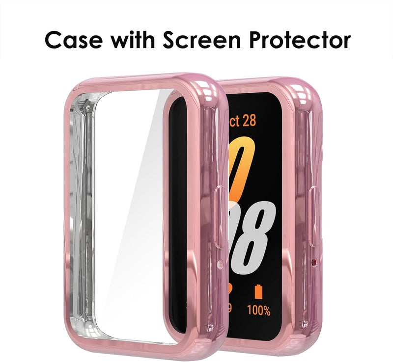 Simpeak حافظة واقية للشاشة ناعمة من سيمبيك 5 عبوات متوافقة مع ساعة سامسونج جالاكسي فيت 3، حماية كاملة، وردي فاتح/شفاف/فضي/أسود/ذهبي وردي - Image 3