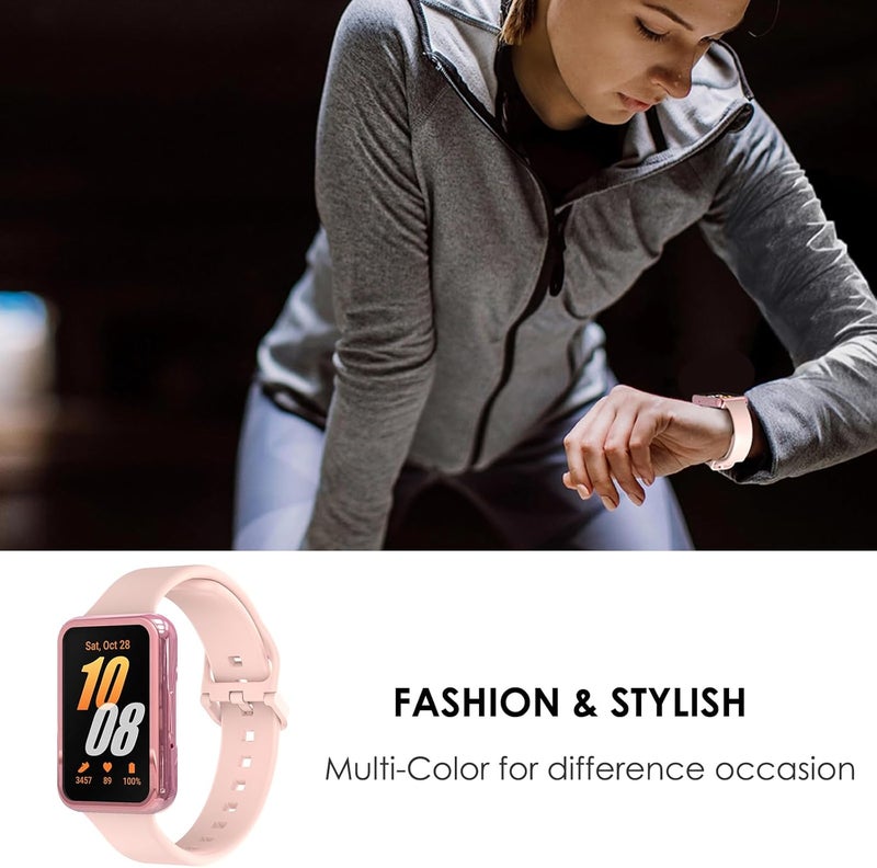 Simpeak حافظة واقية للشاشة ناعمة من سيمبيك 5 عبوات متوافقة مع ساعة سامسونج جالاكسي فيت 3، حماية كاملة، وردي فاتح/شفاف/فضي/أسود/ذهبي وردي - Image 5