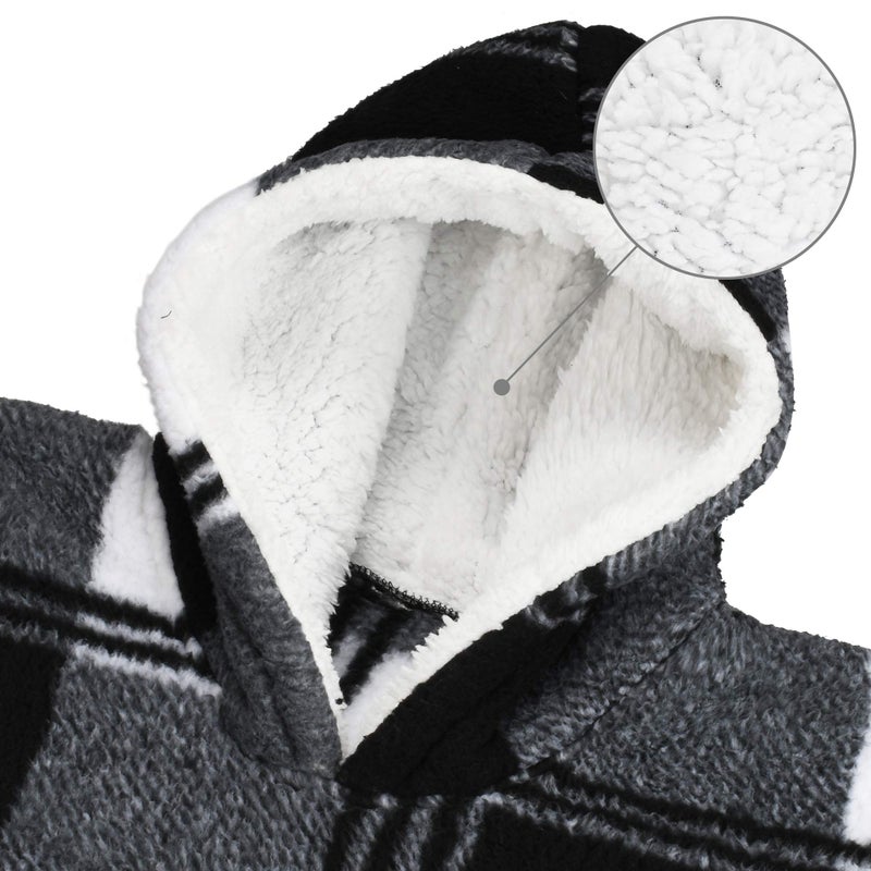 Catalonia Catalonia Plaid Oversized Wearable Blanket Hoodie Sweatshirt  Comfortable Sherpa Lounging Pullover for Adults Men Women Wife Girlfriend  Gift for Her  - Image 4
