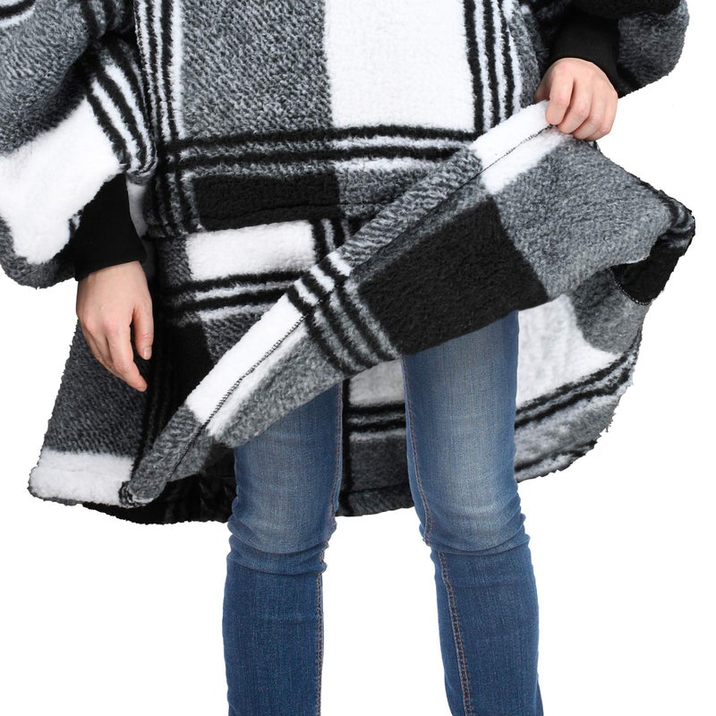 Catalonia Catalonia Plaid Oversized Wearable Blanket Hoodie Sweatshirt  Comfortable Sherpa Lounging Pullover for Adults Men Women Wife Girlfriend  Gift for Her  - Image 3