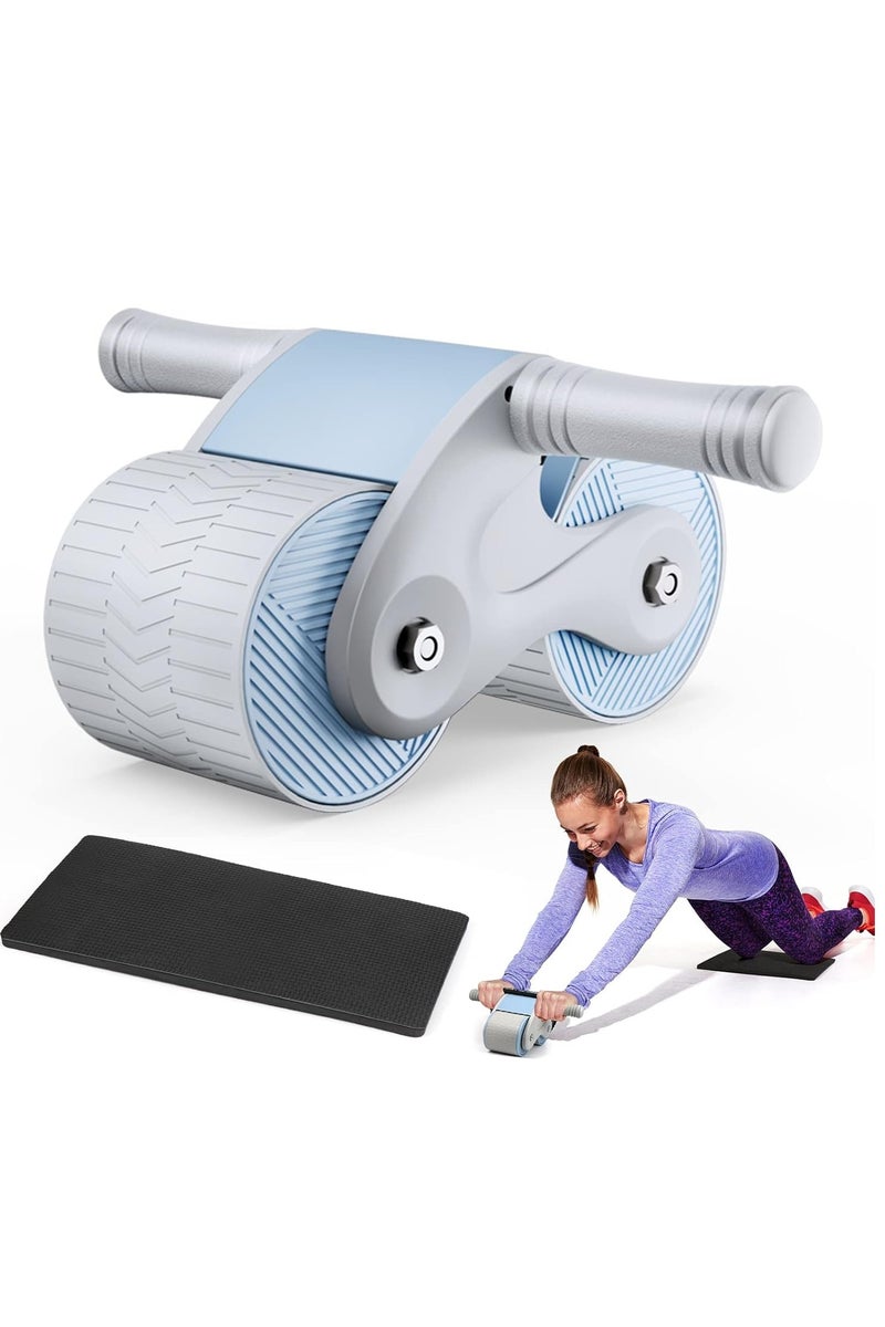 AIWANTO Double Wheel Round Abdominal Roller With Knee Mat, Bearing Structure, Household Abdominal Abs Exercise, Silo Silent Non-slip for Gym White - Image 1